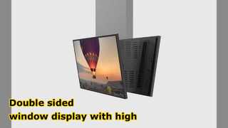 Double sided window display with high brightness and sun protection